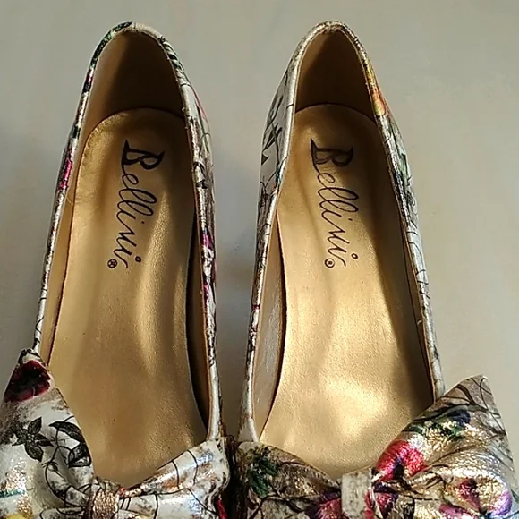 Bellini Women's Floral Gold Pumps Size 7.5M - Picture 6 of 9